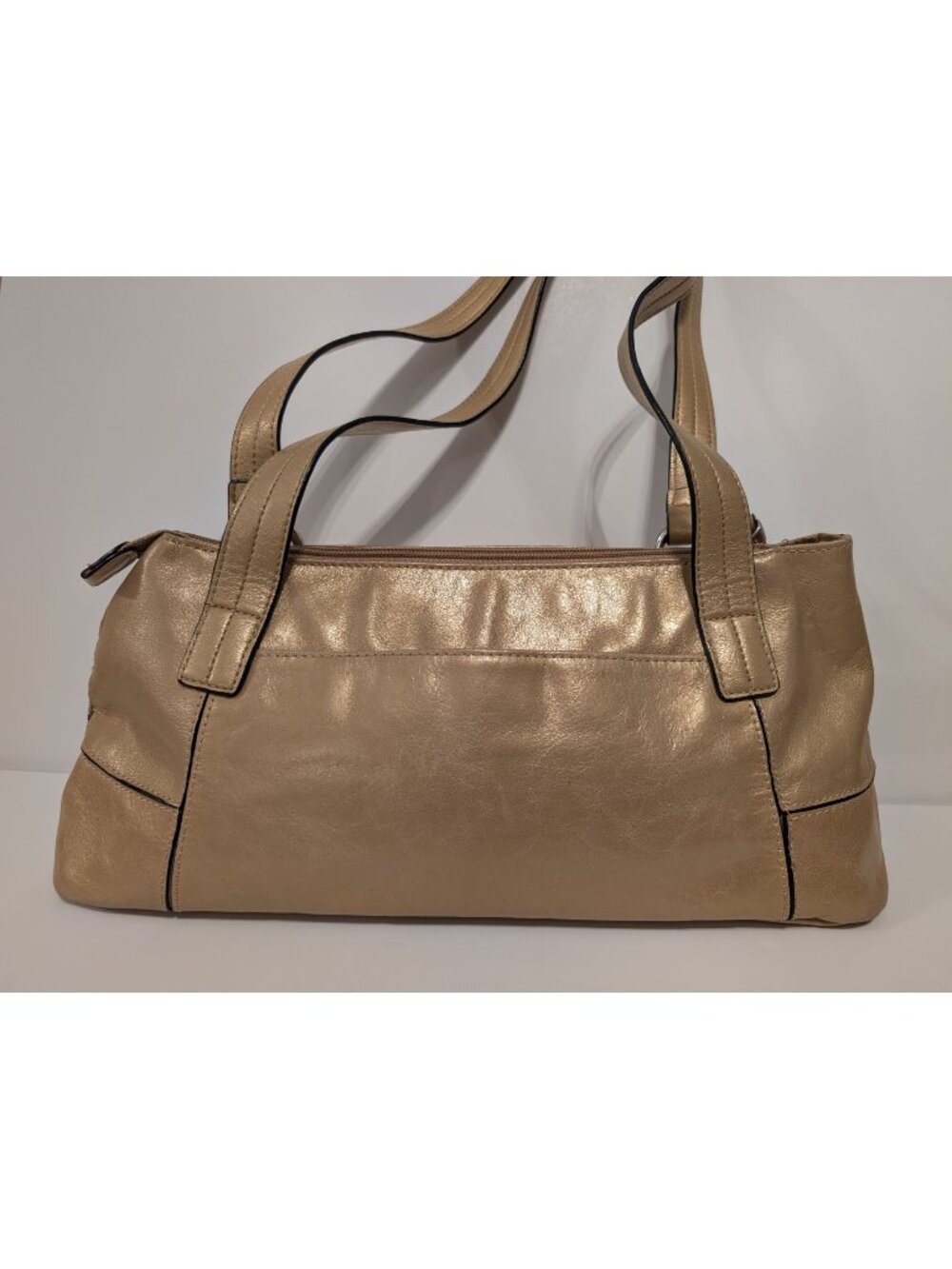 Vintage Gianni Bernini Metallic Gold Satchel Shoulder Bag Casual Neutral